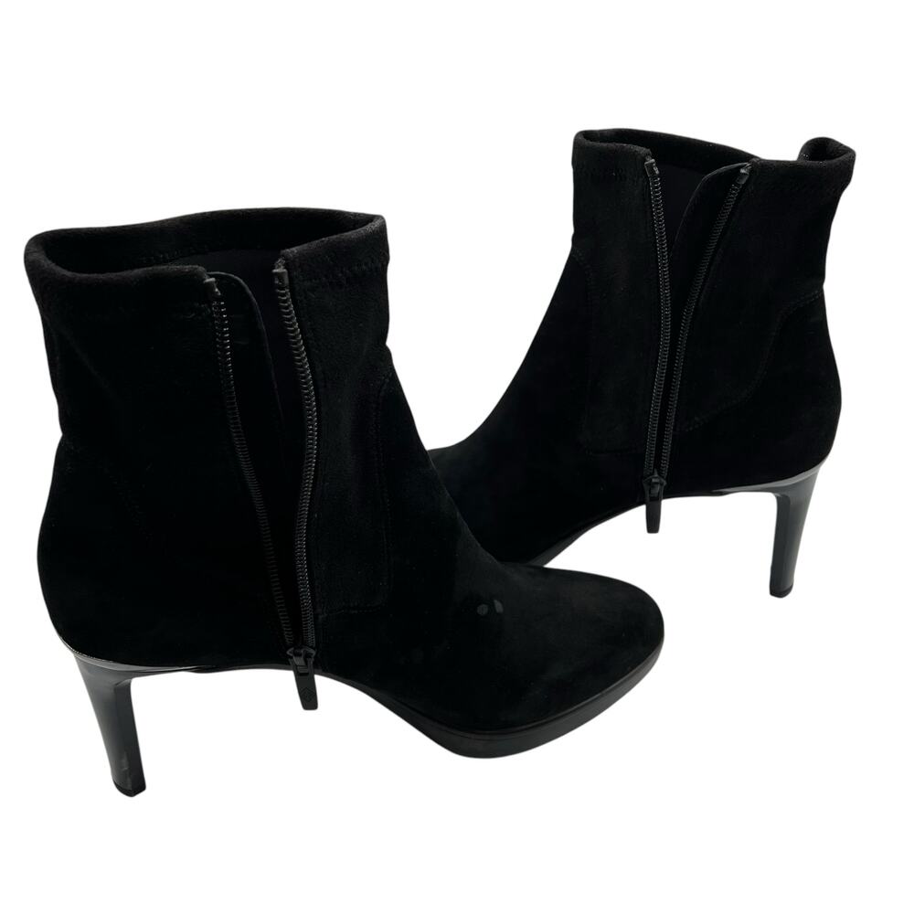 Donald Pliner Size 9 Italia Suede Boots Bootie‎ Black 3" Stiletto Heel Zip Ankle - Picture 14 of 16